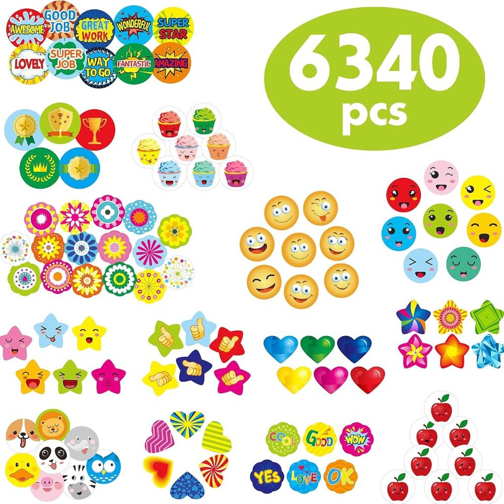 6340 pcs Teacher Reward Encouragement Motivational Sticker Mega Pack in 14 Theme